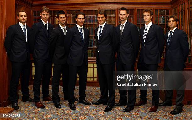 Andy Roddick of USA, Tomas Berdych of Czech Republic, Novak Djokovic of Serbia, Rafael Nadal of Spain, Roger Federer of Switzerland, Robin Soderling...