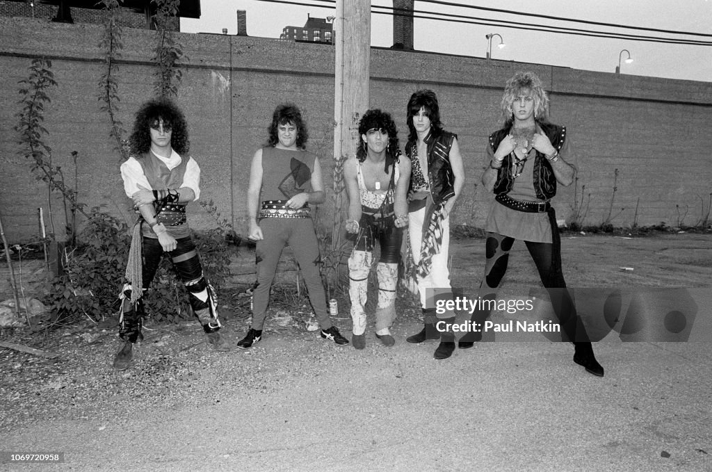 Portrait of the band RATT, left to right, Juan Croucier, Bobby... News ...