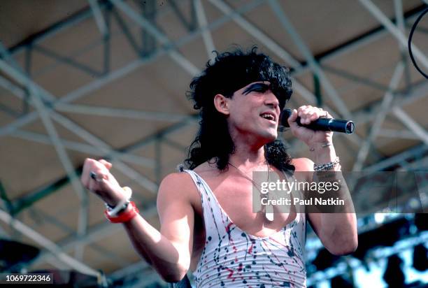 Singer Stephen Pearcy of the band RATT performs on stage at a music festival in Kalamazoo, Michigan, May 27, 1984.