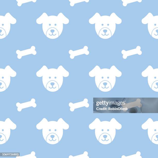 welpen und hund busicuits nahtlose muster - hundeknochen stock-grafiken, -clipart, -cartoons und -symbole