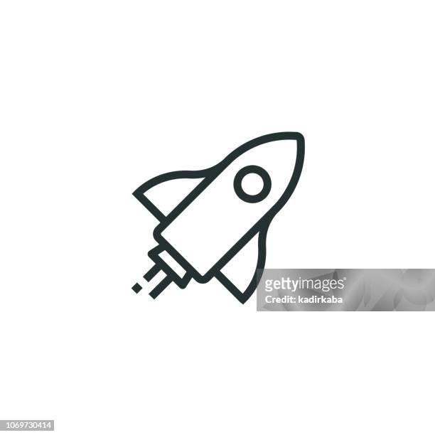 start up line icon - launch event stock illustrations