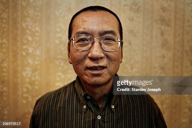 Liu Xiaobo poses for a photo at a restaurant in an undisclosed location April 25, 2008 in Beijing, China. Liu Xiaobo is the 2010 recipient of the...