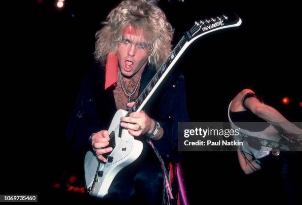 Robbin Crosby of Ratt performs on stage at the Milwaukee Arena in Milwaukee, Wisconsin, November 5, 1984.