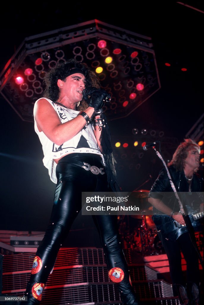 Rat Singer Singer Stephen Pearcy of Ratt performs on stage at the Rosemont... News ...