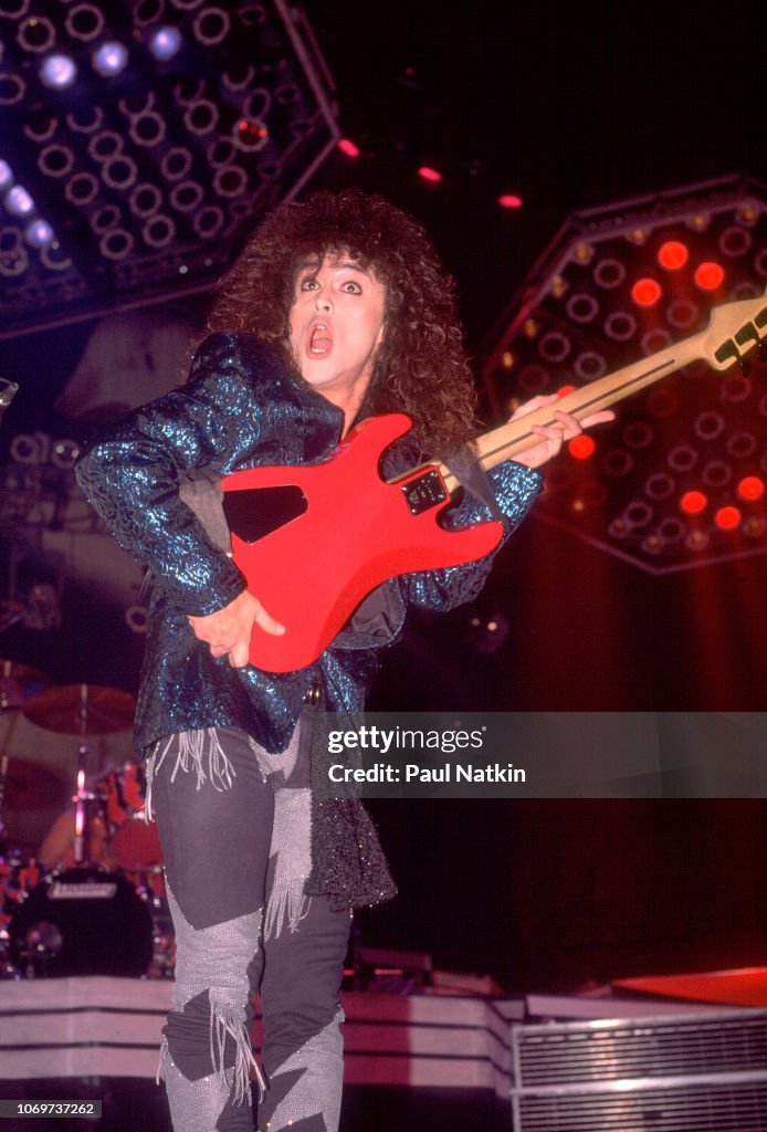 Juan Croucier of Ratt performs on stage at the Rosemont Horizon in ...