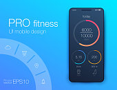 Fitness app. Ui ux design. UI design concept with web elements