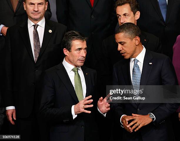 Estonian Prime Minister Andrus Ansip, NATO Secretary General Anders Fogh Rasmussen, French President Nicolas Sarkozy and U.S. President Barack Obama...