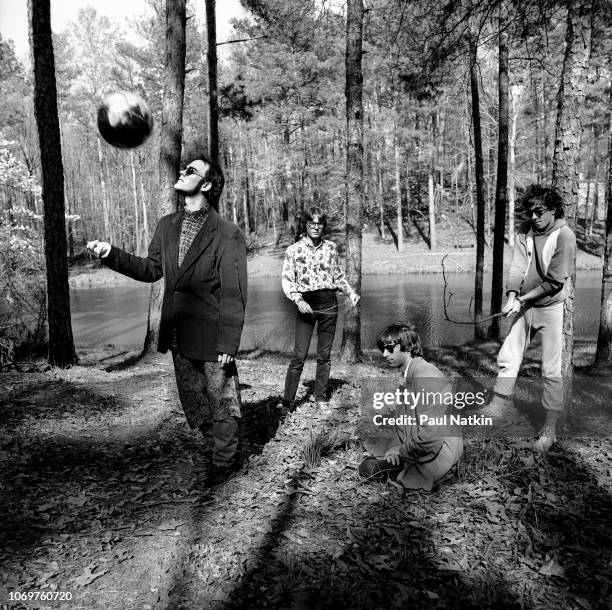 Mike Mills, Peter Buck, Michael Stipe and Bill Berry of REM in Athens, Georgia, April 8, 1985.