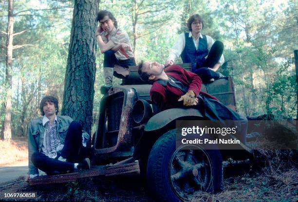 Mike Mills, Peter Buck, Michael Stipe and Bill Berry of REM in Athens, Georgia, April 8, 1985.