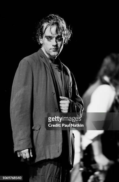 Singer Michael Stipe of REM performs on stage at Northern Illinois University Arena in DeKalb, Illinois, October 26, 1986.