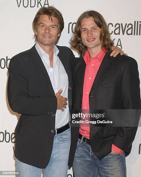 Harry Hamlin and son Dimitri Hamlin during Fashion Designer Roberto Cavalli Celebrates The Launch Of "Roberto Cavalli Vodka" - Arrivals at Private...