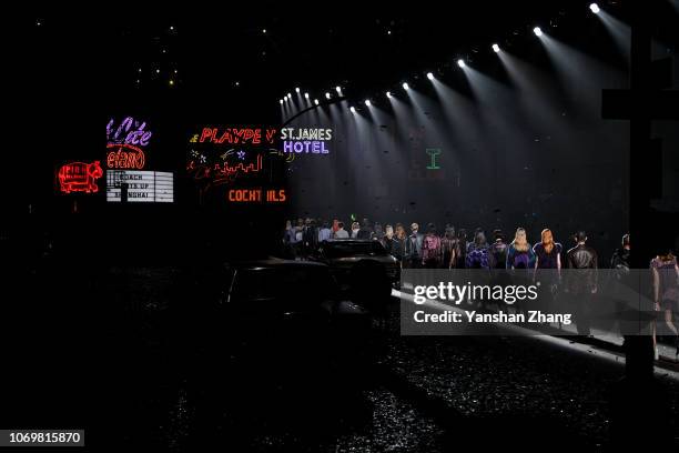 Model walks the runway during COACH 2019 early autumn collection fashion show on December 8, 2018 in Shanghai, China.