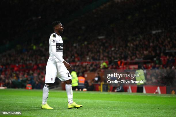 Andre-Frank Zambo Anguissa of Fulham walks off after being sent off during the Premier League match between Manchester United and Fulham FC at Old...