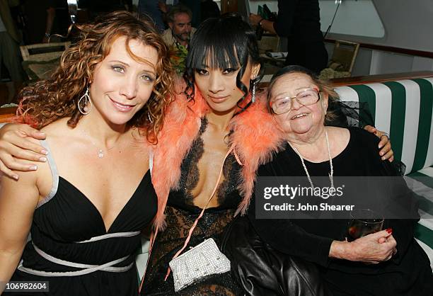 Cheri Oteri, Bai Ling and Zelda Rubinstein during 2006 Cannes Film Festival - "Southland Tales" Cocktail Party on the Budweiser Select "Big Eagle"...