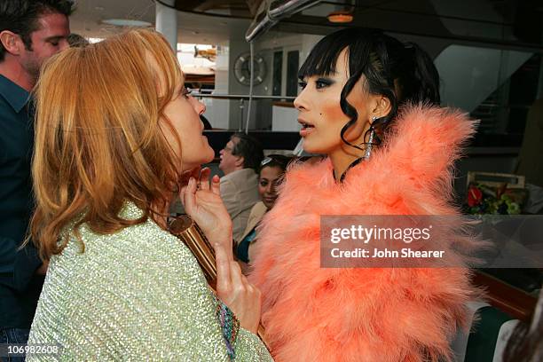 Miranda Richardson and Bai Ling during 2006 Cannes Film Festival - "Southland Tales" Cocktail Party on the Budweiser Select "Big Eagle" Yacht at...