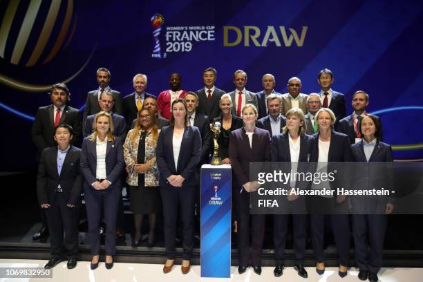 All 24 national coachs on stage following the FIFA Women's World Cup France 2019 Draw at La Seine Musicale on December 8, 2018 in Paris, France.