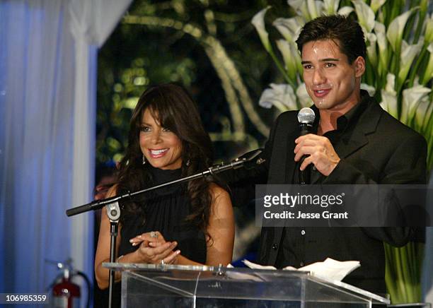 Paula Abdul and mario Lopez during 3rd Annual Alfred Mann Foundation Innovation and Inspiration Gala Honoring Richard and Nancy Riordan at Mann...