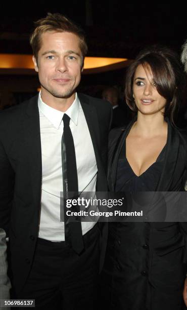 Brad Pitt and Penelope Cruz during 2006 OneXOne Gala Hosted by Matt Damon - Inside at The Carlu in Toronto, Ontario, Canada.