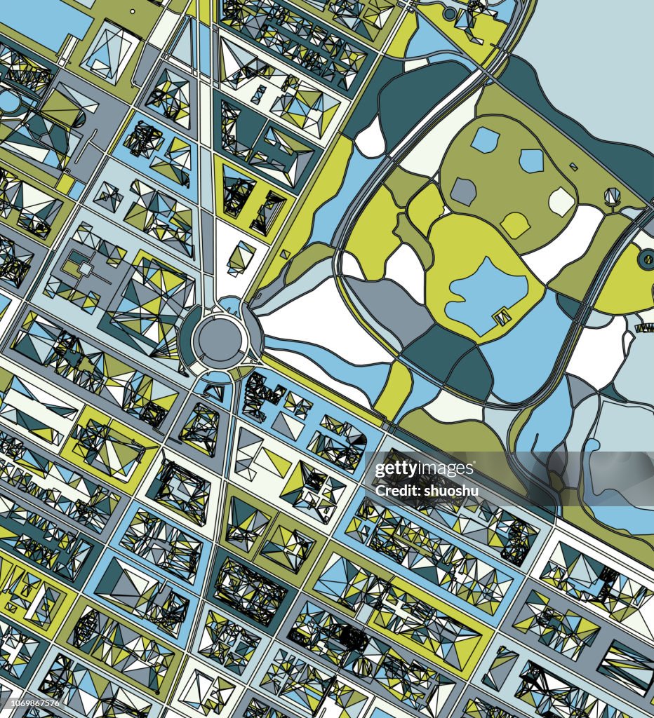 Ilustration of New York city structure art map