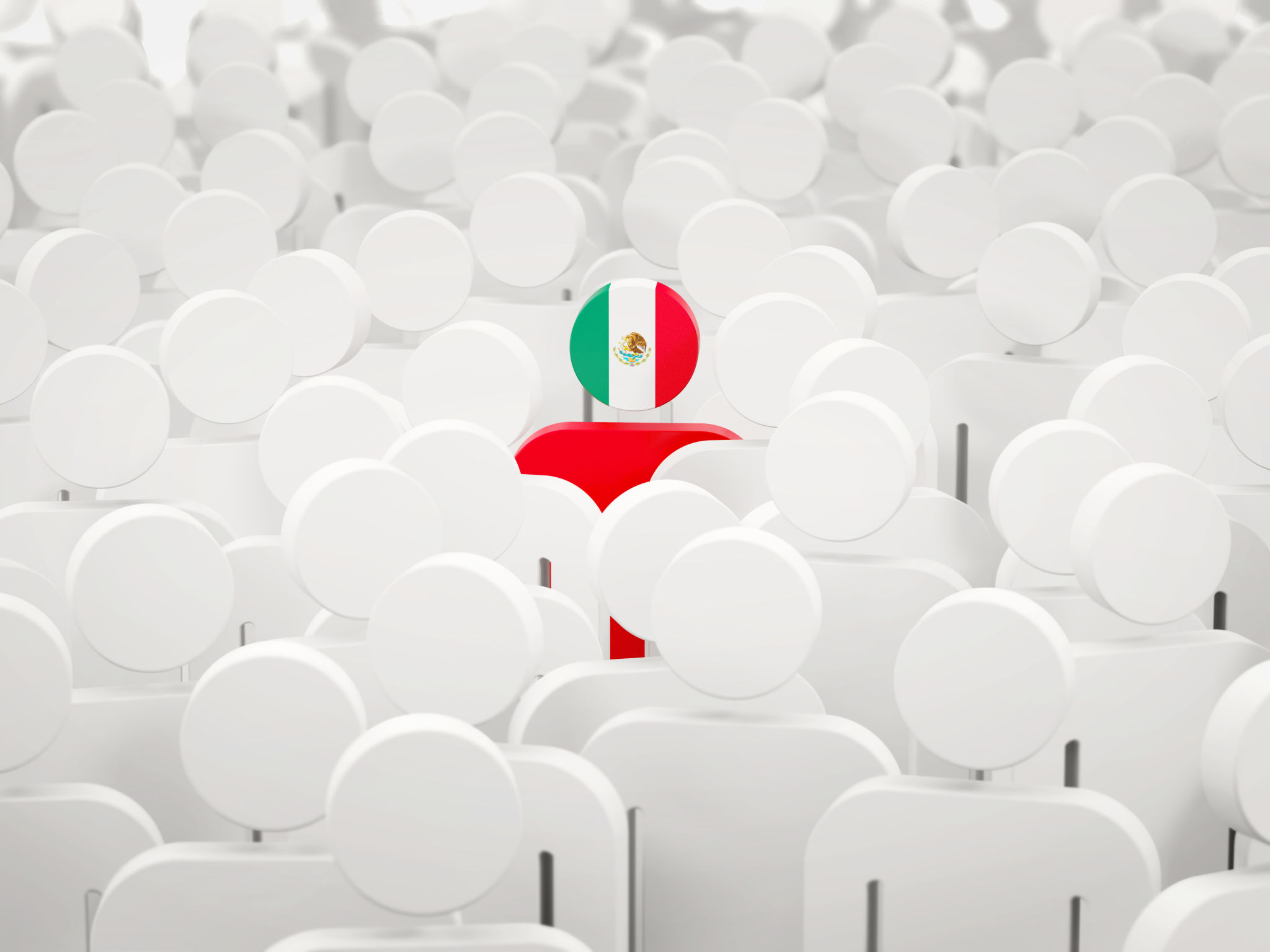 Man with flag of mexico in a crowd Man with flag of mexico in a crowd