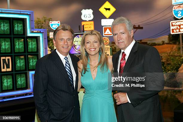 Pat Sajak, Host of "Wheel of Fortune", Vanna White, Co-Host of "Wheel of Fortune" and Alex Trebek, Host of "Jeopardy!"