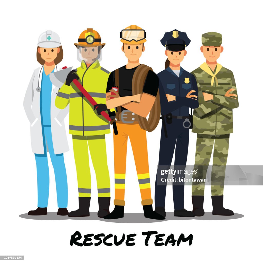 Cartoon Small Rescue Rescue Team Vector Illustration Cartoon Character High-Res Vector ...