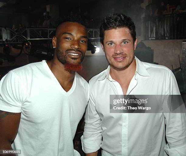 Tyson Beckford and Nick Lachey during Borgata Hotel Casino & Spa Hosts Fight Weekend After Party at MIXX Nightclub in Atlantic City, New Jersey,...