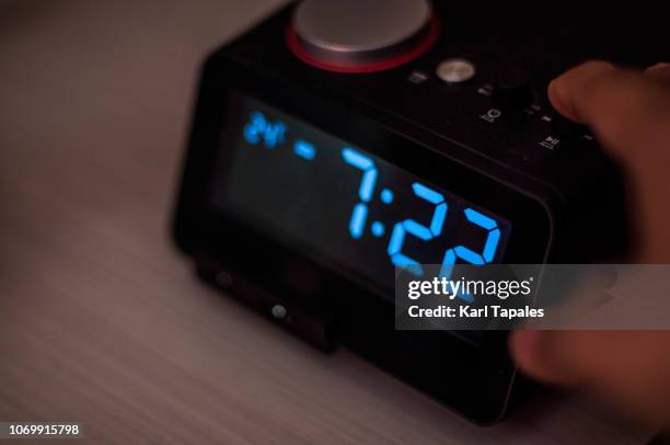 digital display of modern alarm clock - alarm stock pictures, royalty-free photos & images