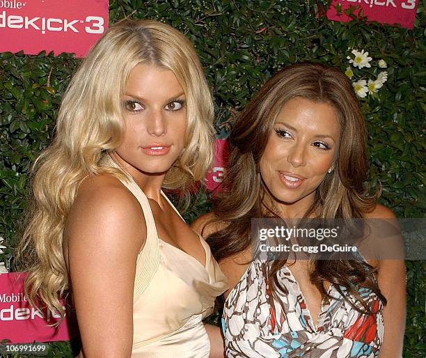 Jessica Simpson and Eva Longoria during Debut Party for the T-Mobile Sidekick 3 - Arrivals at Hollywood Palladium in Hollywood, California, United...