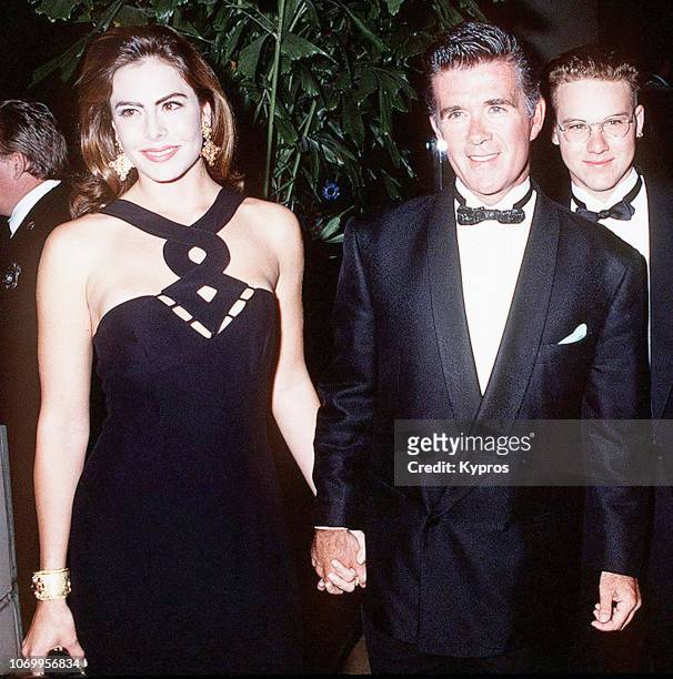 American model and beauty queen Gina Tolleson with her husband, Canadian actor, songwriter, comedian, game and talk show host Alan Thicke , attending...