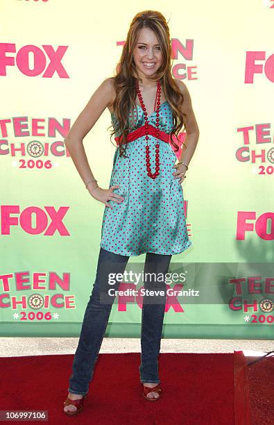 Miley Cyrus during 2006 Teen Choice Awards - Arrivals at Gibson Amphitheatre in Universal City, California, United States.