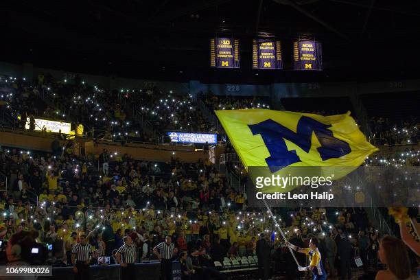 General view of the pregame introductions prior to the start of the game between the South Carolina State Bulldogs and the Michigan Wolverines at...