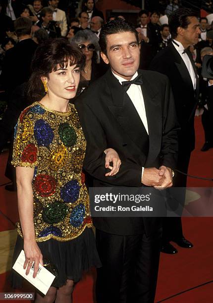 Antonio Banderas and Wife Ana Leza during 64th Annual Academy Awards at Dorothy Chandler Pavilion in Los Angeles, California, United States.