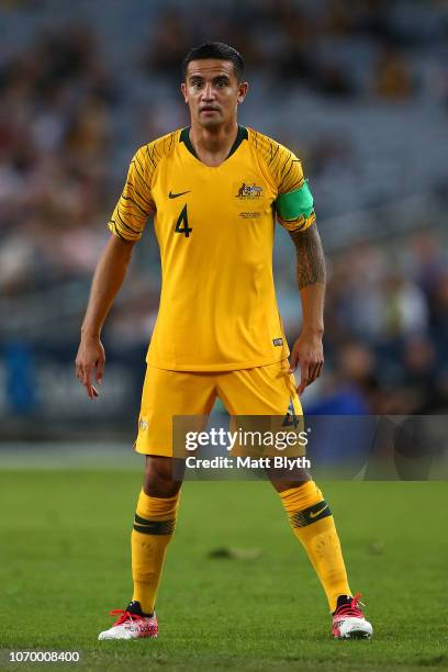 Tim Cahill of Australia looks on during the International Friendly Match between the Australian Socceroos and Lebanon at ANZ Stadium on November 20,...