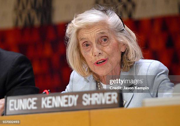 Eunice Kennedy Shriver during Special Olympics Founder Eunice Kennedy Shriver Addresses The "Special Olympics For Social Harmony" Forum - November...