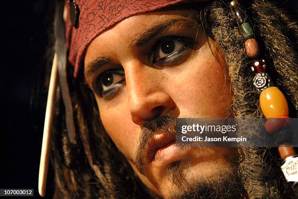 Johnny Depp as Captain Jack Sparrow during "Pirates of the Caribbean" Johnny Depp Wax Figure Unveiling At Madame Tussauds in New York City - July...