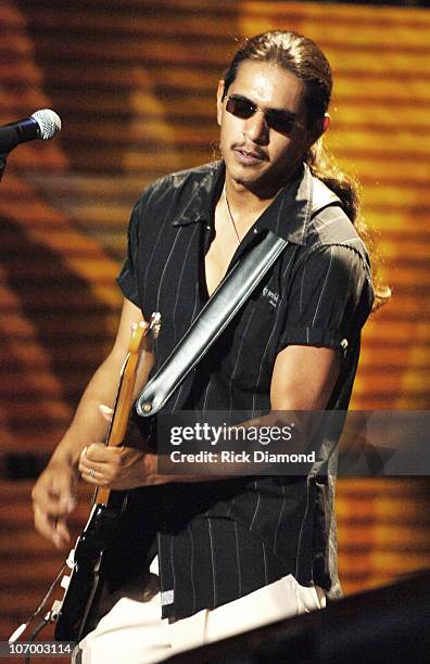 Henry Garza of Los Lonely Boys during Farm Aid 2006 - Presented by Silk Soymilk - Concert at Tweeter Center at the Waterfront in Camden, New Jersey,...