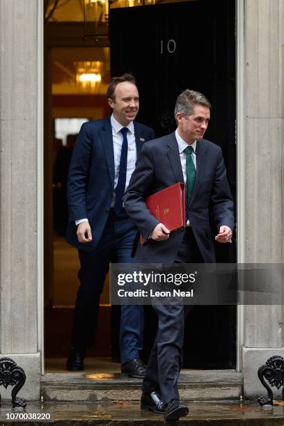 Health Secretary Matt Hancock and Defence Secretary Gavin Williamson leave 10 Downing Street following the weekly Cabinet meeting on November 20,...