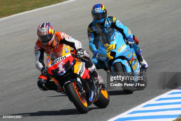 Nicky Hayden of Honda and USA during the MotoGP Race at the Jerez Circuit on March 25, 2007 in Spain.