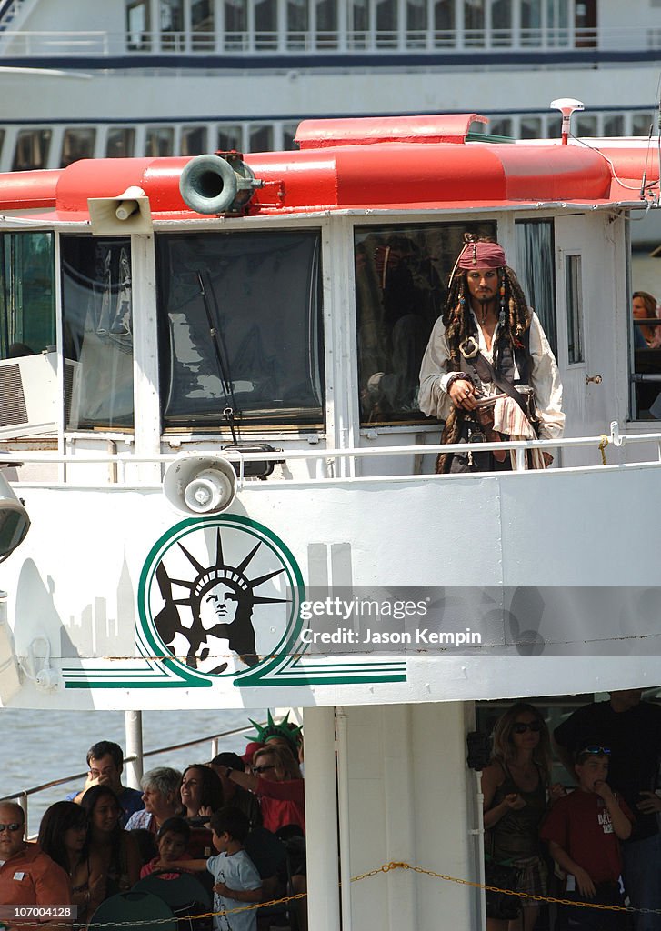 Johnny Depp Captain Jack Sparrow Wax Figure Cruises New York Harbor On The Circle Line - July 7, 2006