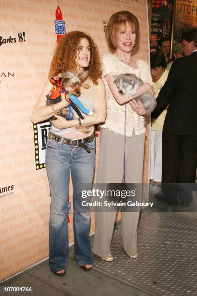 Bernadette Peters with dog, Molly and Mary Tyler Moore with dog, Timber