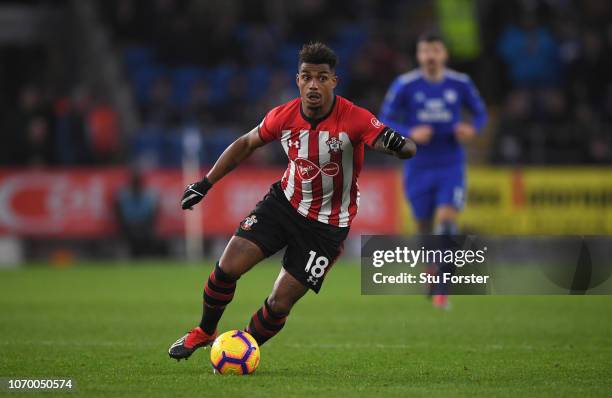 Southampton player Mario Lemina in action during the Premier League match between Cardiff City and Southampton FC at Cardiff City Stadium on December...