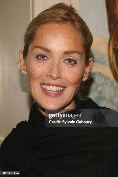 Sharon Stone during Harvey Weinstein Hosts a Private Dinner and Screening of "Bobby" for Senators Obama and Schumer at Plaza Athenee at 37 East 64th...