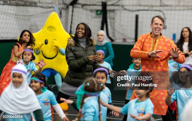 Isa Guha, Graeme Swann and Oti Mabuse attend an All Stars Cricket session as part of the ECB's South Asian Action plan Sport England funding...