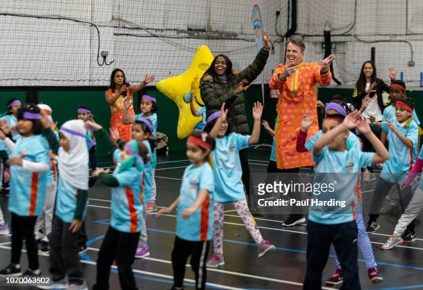 Isa Guha, Graeme Swann and Oti Mabuse attend an All Stars Cricket session as part of the ECB's South Asian Action plan Sport England funding...