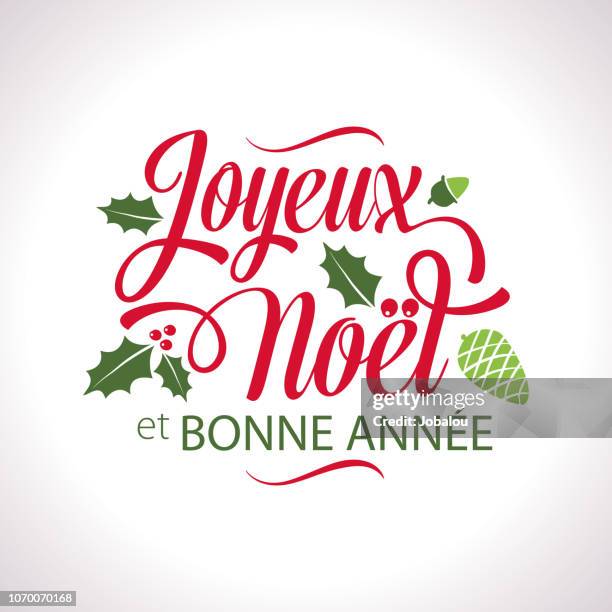 französisch weihnachten joyeux noël schriftzug text - französisch sprache stock-grafiken, -clipart, -cartoons und -symbole