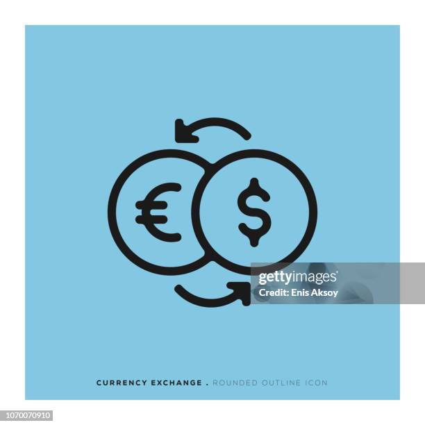 currency exchange rounded line icon - bureau de change stock illustrations