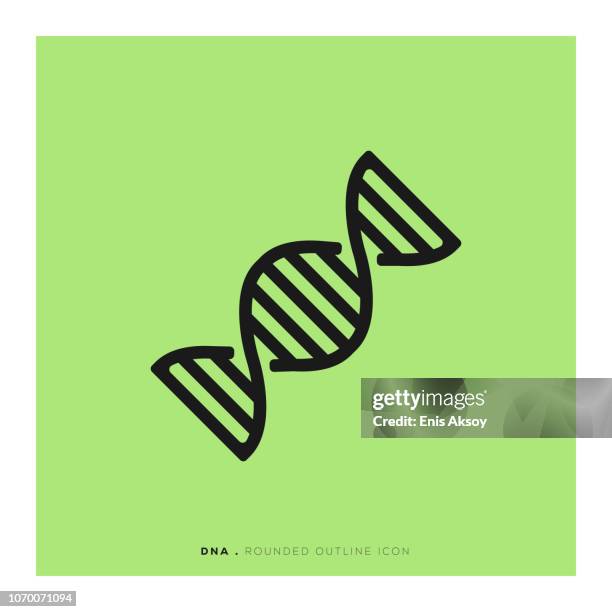 dna rounded line icon - chromosome stock illustrations