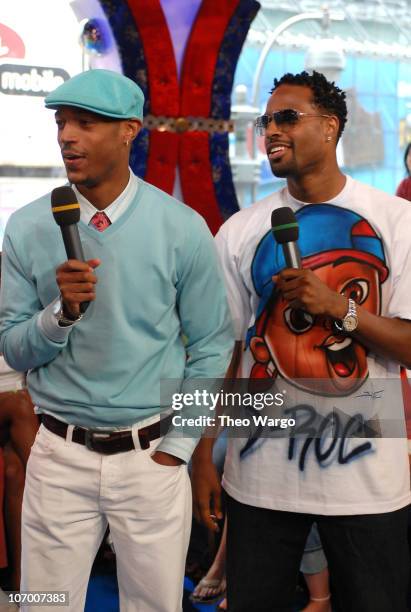 Marlon Wayans and Shawn Wayans during Beyonce, Kate Hudson, Owen Wilson, Shawn Wayans and Marlon Wayans Visit MTV's "TRL" - July 12, 2006 at MTV...