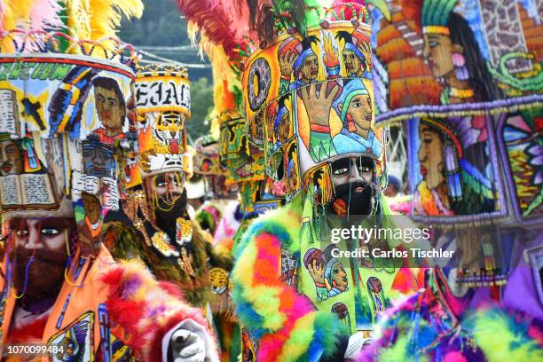 Chinelos take part during the 12 Tepoztlan Chinelos Carnival wich gathers Chinelos from Tlayacapan, Tepoztlan and Yautepec every year at Tepoztlan...